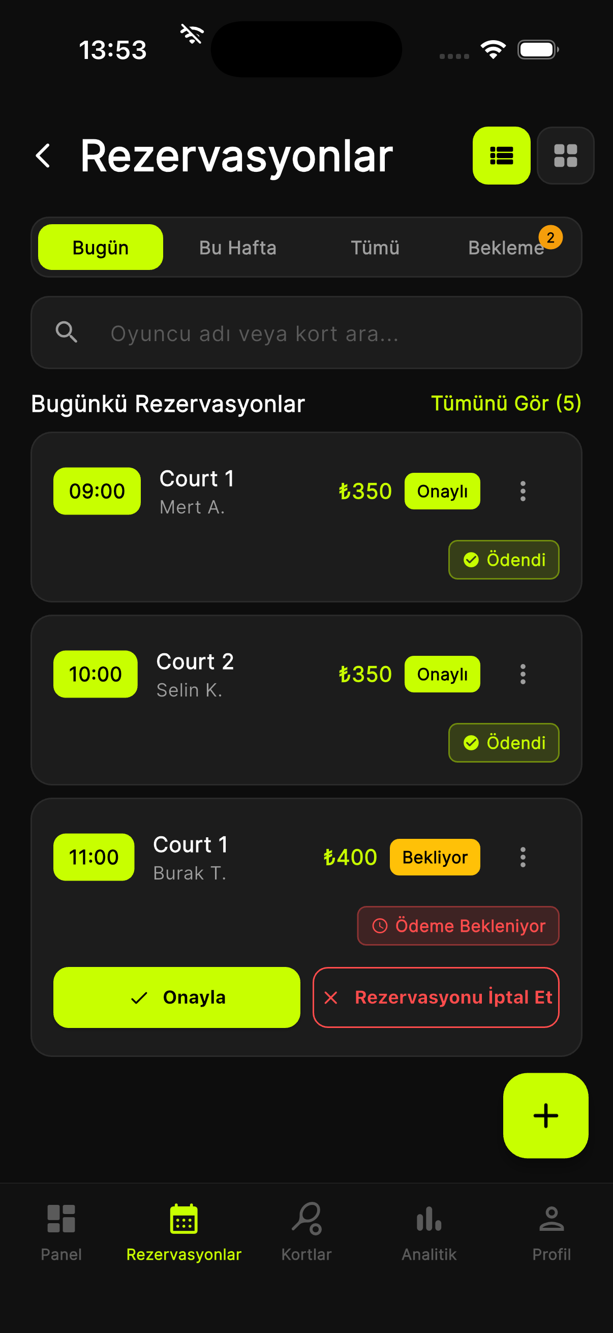 Rezervasyon & Ödeme Kontrolü